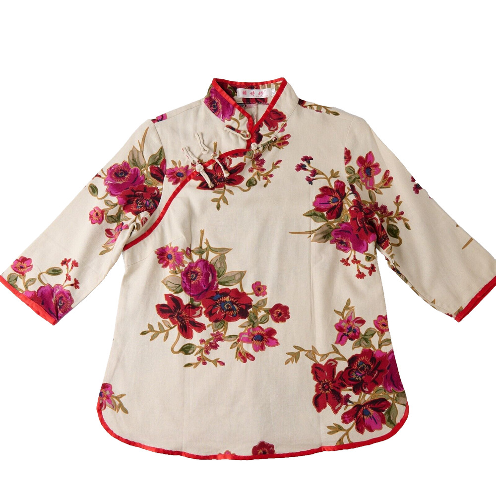 Yun Shi Fang Floral Mock Neck Chinese Button Top Womens S Traditional Tang Style